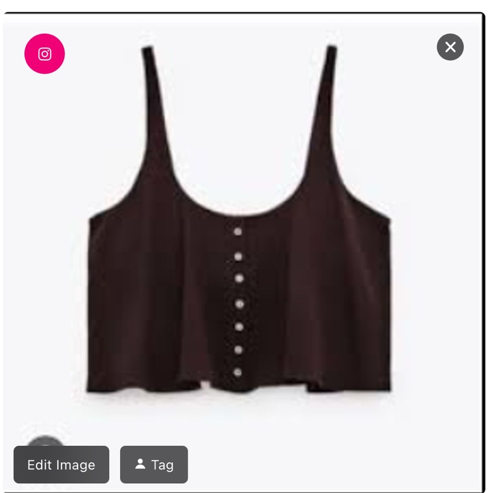 ZARA Textured Brown Bralette Crop Top Adjustable Straps Women’s Small‎